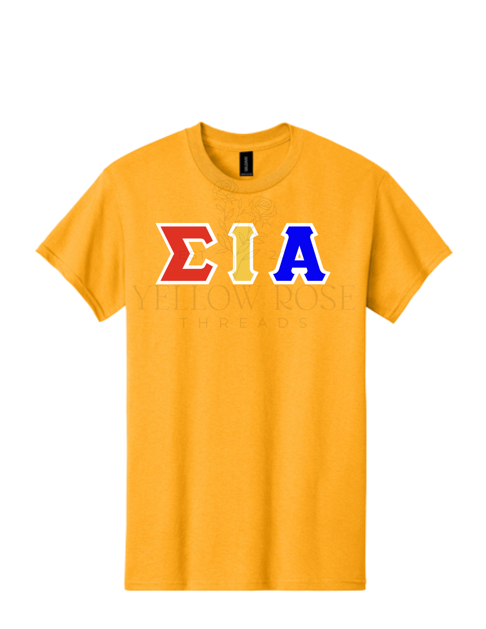 Sigma Iota Alpha Letters- Yellow T-Shirt