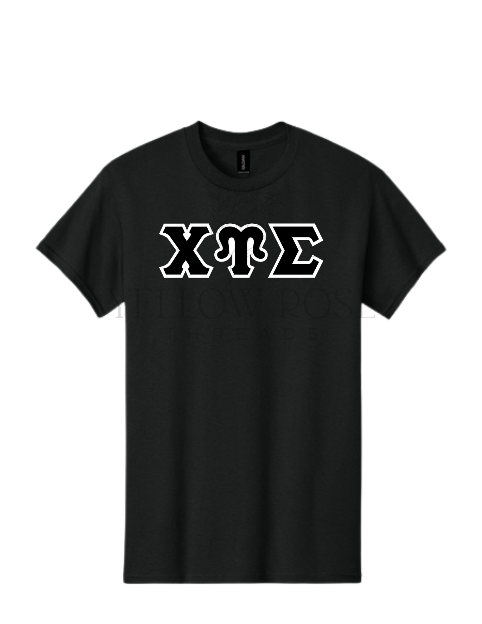 Chi Upsilon Sigma Letters- Black T-Shirt