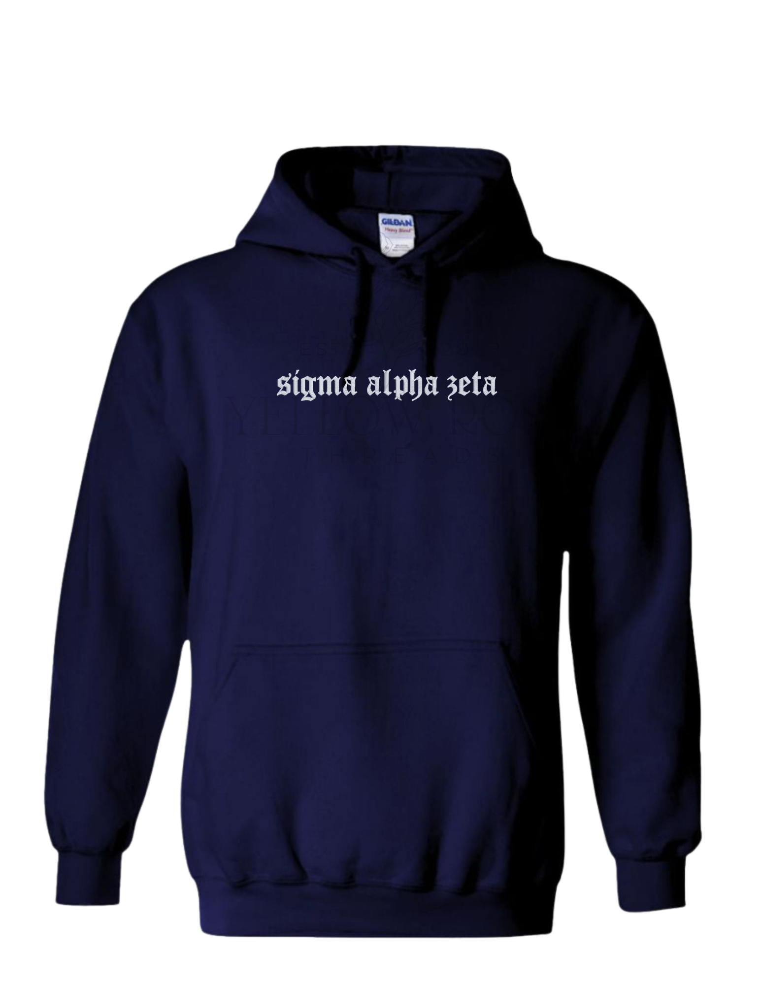 Sigma Alpha Zeta Old English Hoodie- Navy