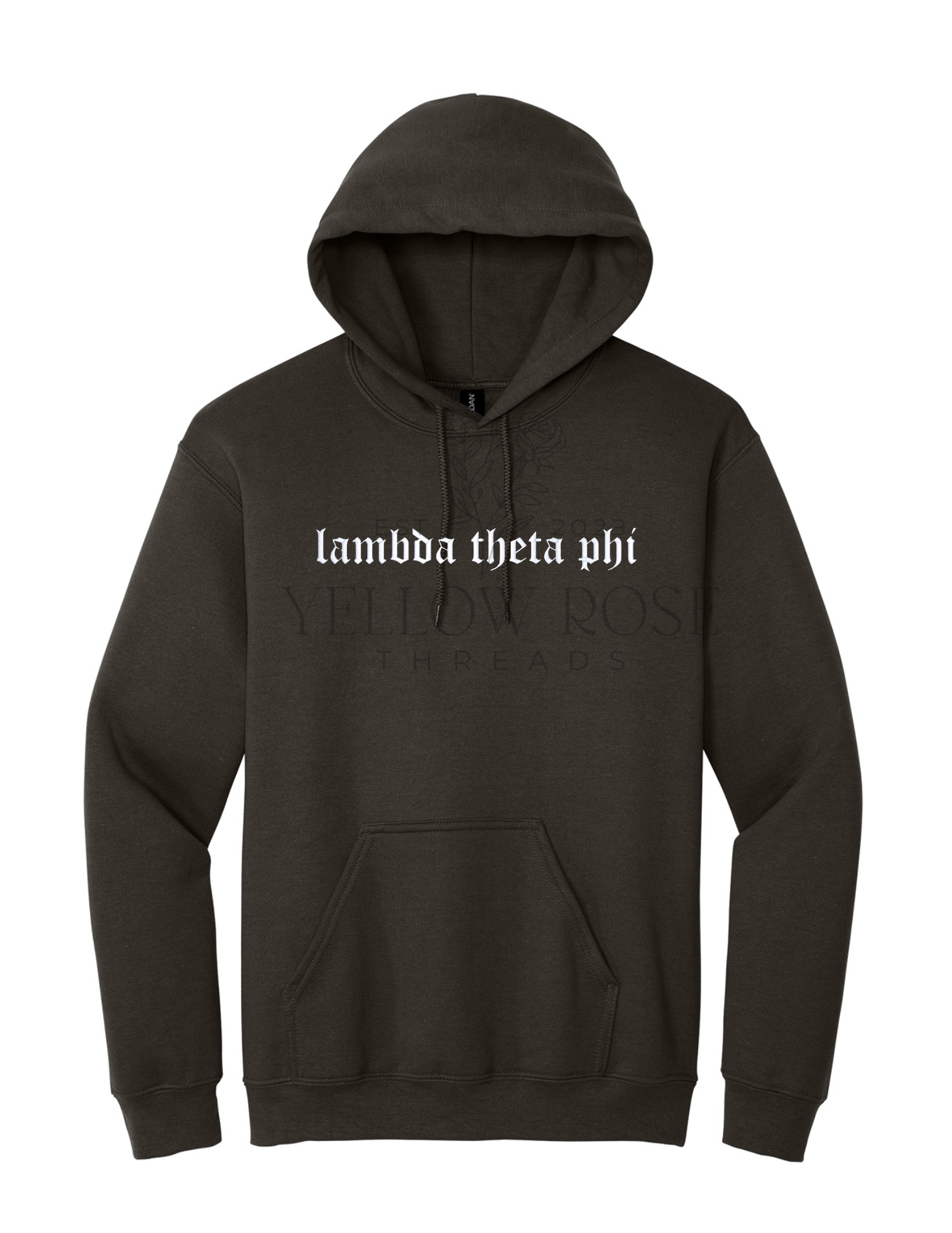 Lambda Theta Phi Old English Hoodie- Brown