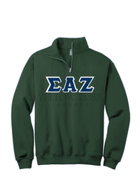 Sigma Alpha Zeta Letters- Forest Green Quarterzip