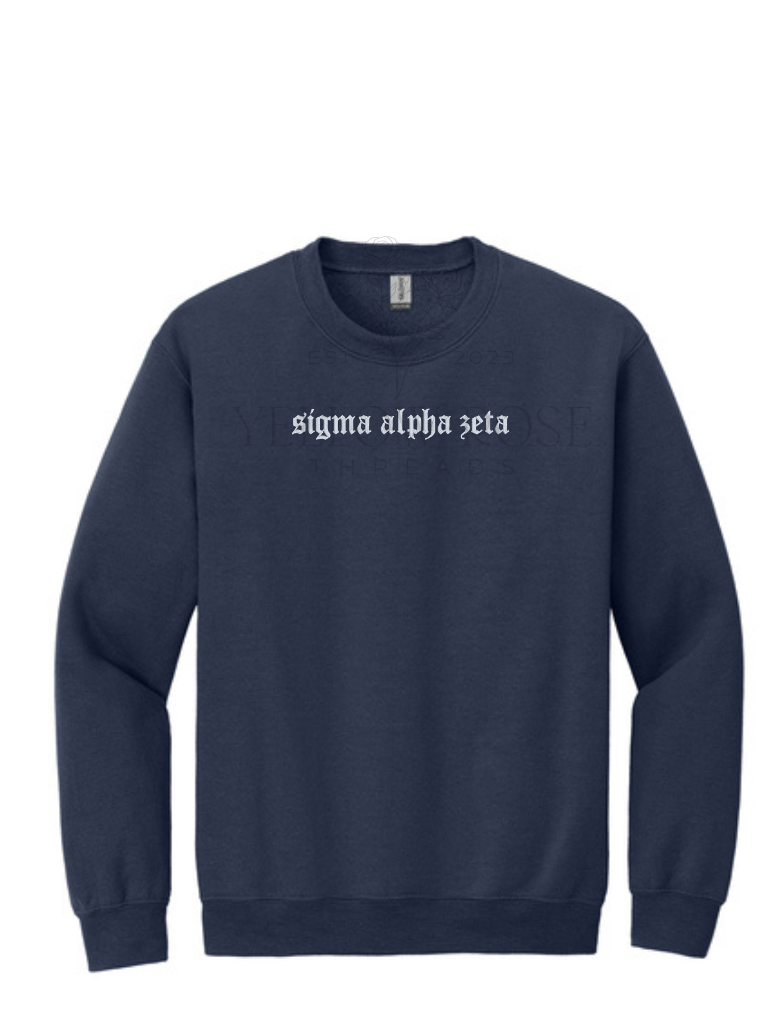 Sigma Alpha Zeta Old English Sweatshirt- Navy
