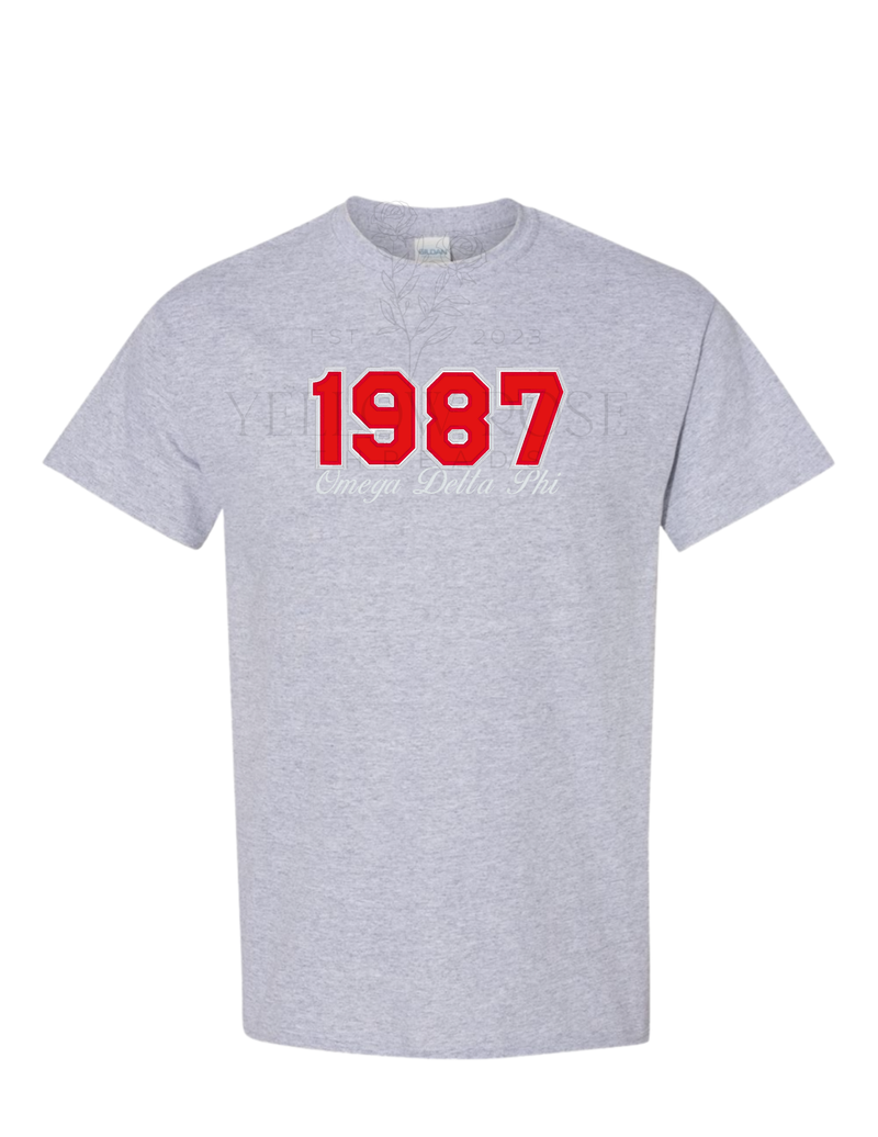 Omega Delta Phi 1987 Gray T-Shirt