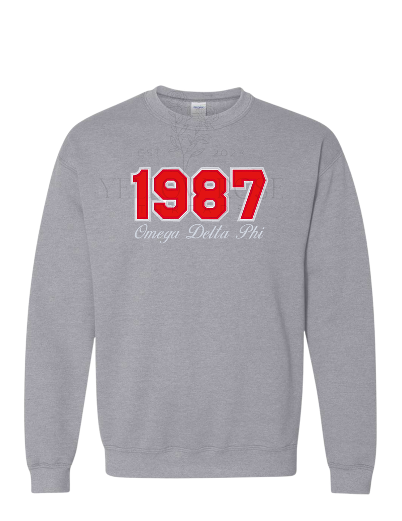 Omega Delta Phi 1987- Gray Sweatshirt
