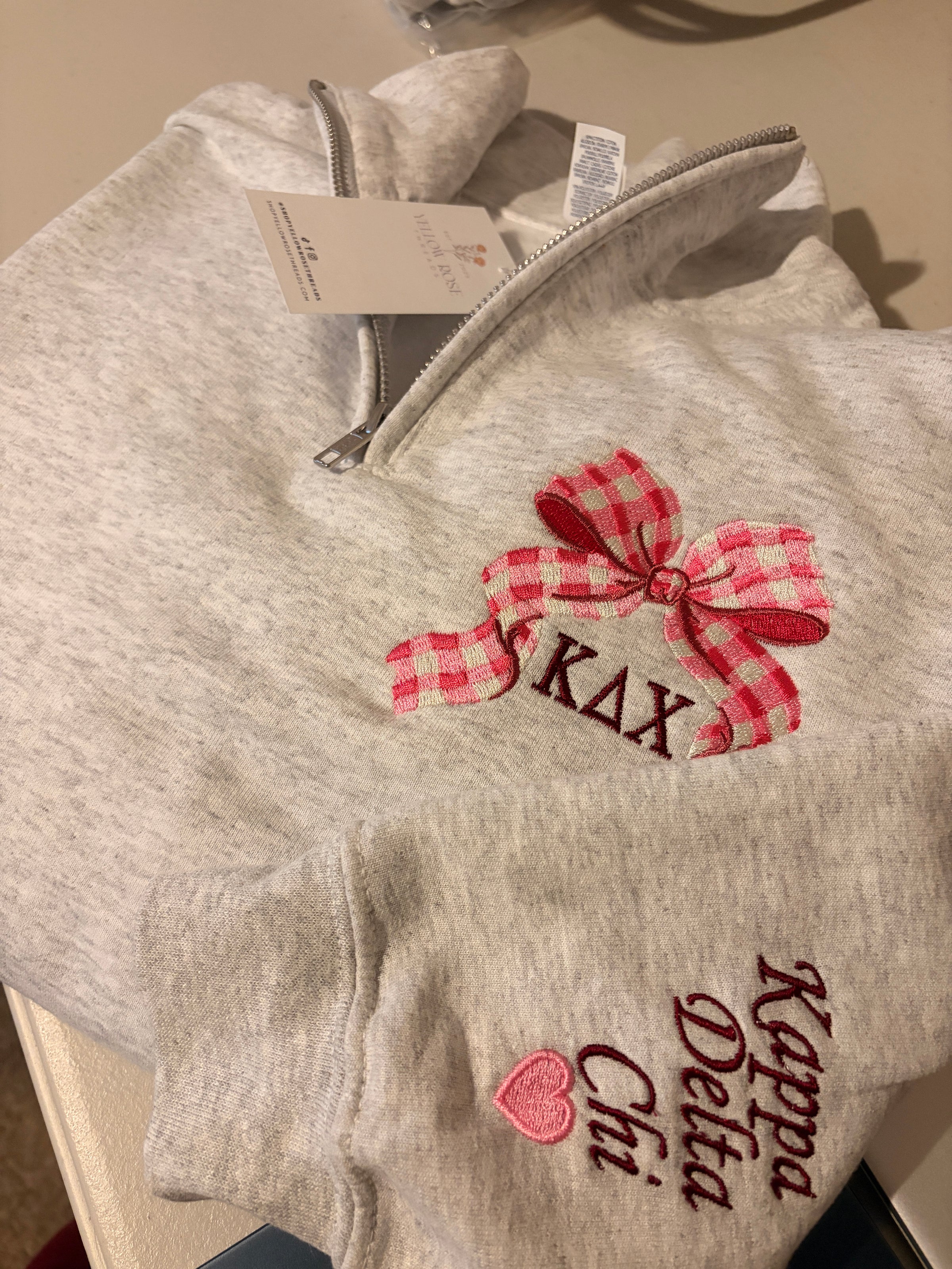 Kappa Delta Chi Sweatshirt/Quarter Zip- Bow