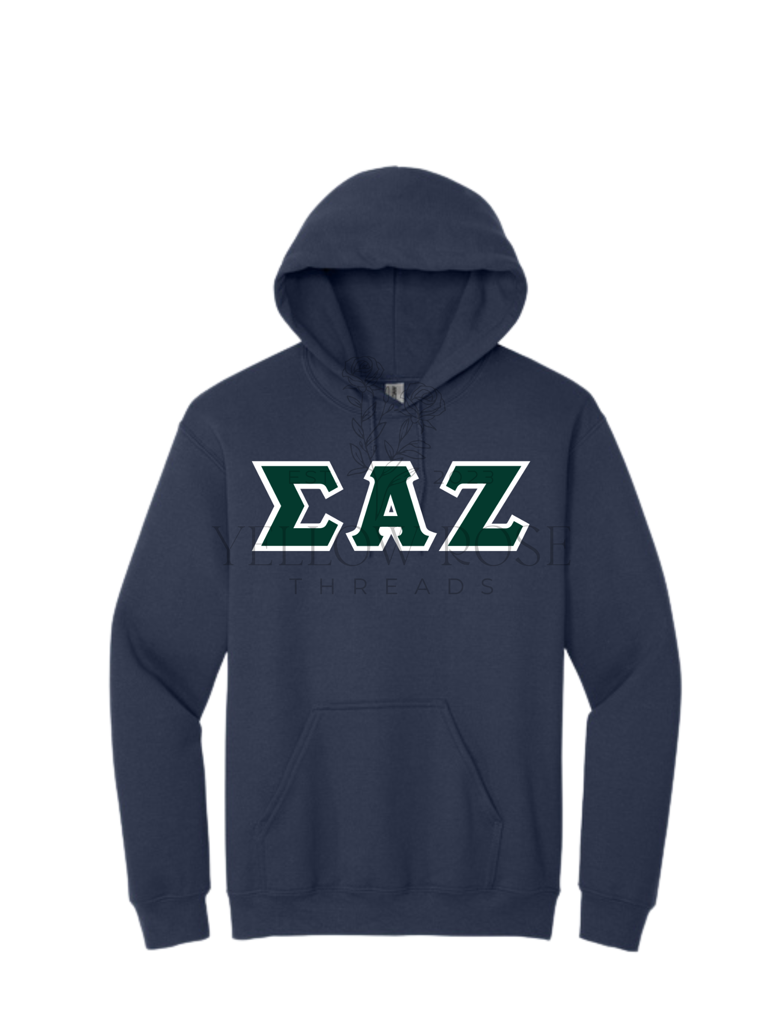 Sigma Alpha Zeta Letters- Navy Hoodie