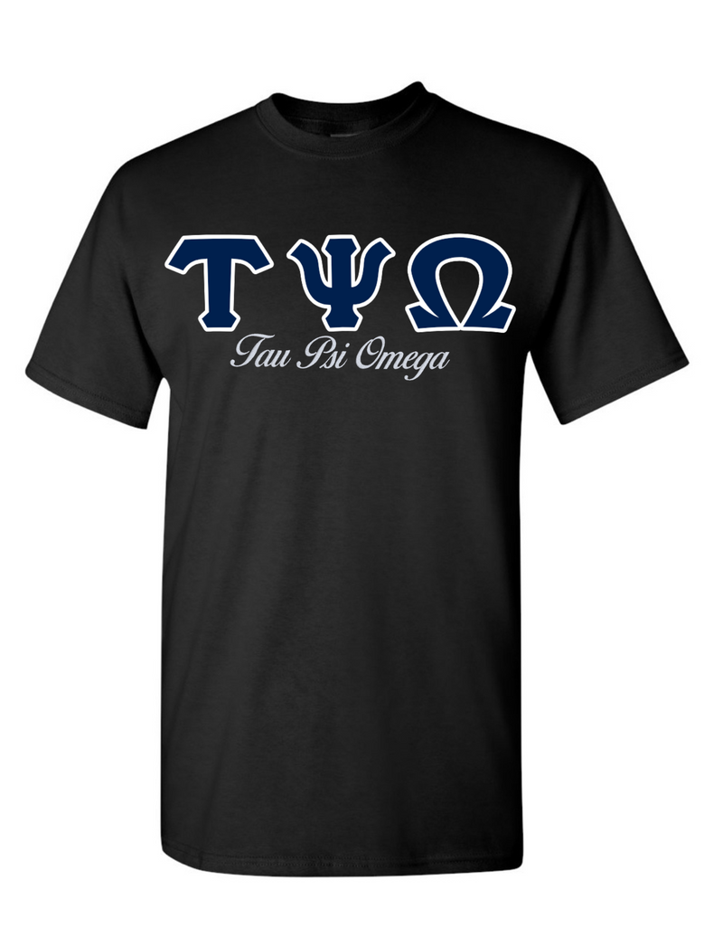 Tau Psi Omega Letters- Black T-Shirt w/Org Name