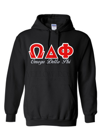 Omega Delta Phi Letters- Black Hoodie w/Org Name