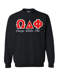 Omega Delta Phi Letters- Black Sweatshirt w/Org Name
