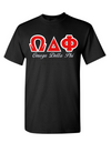 Omega Delta Phi Letters- Black T-Shirt w/Org Name