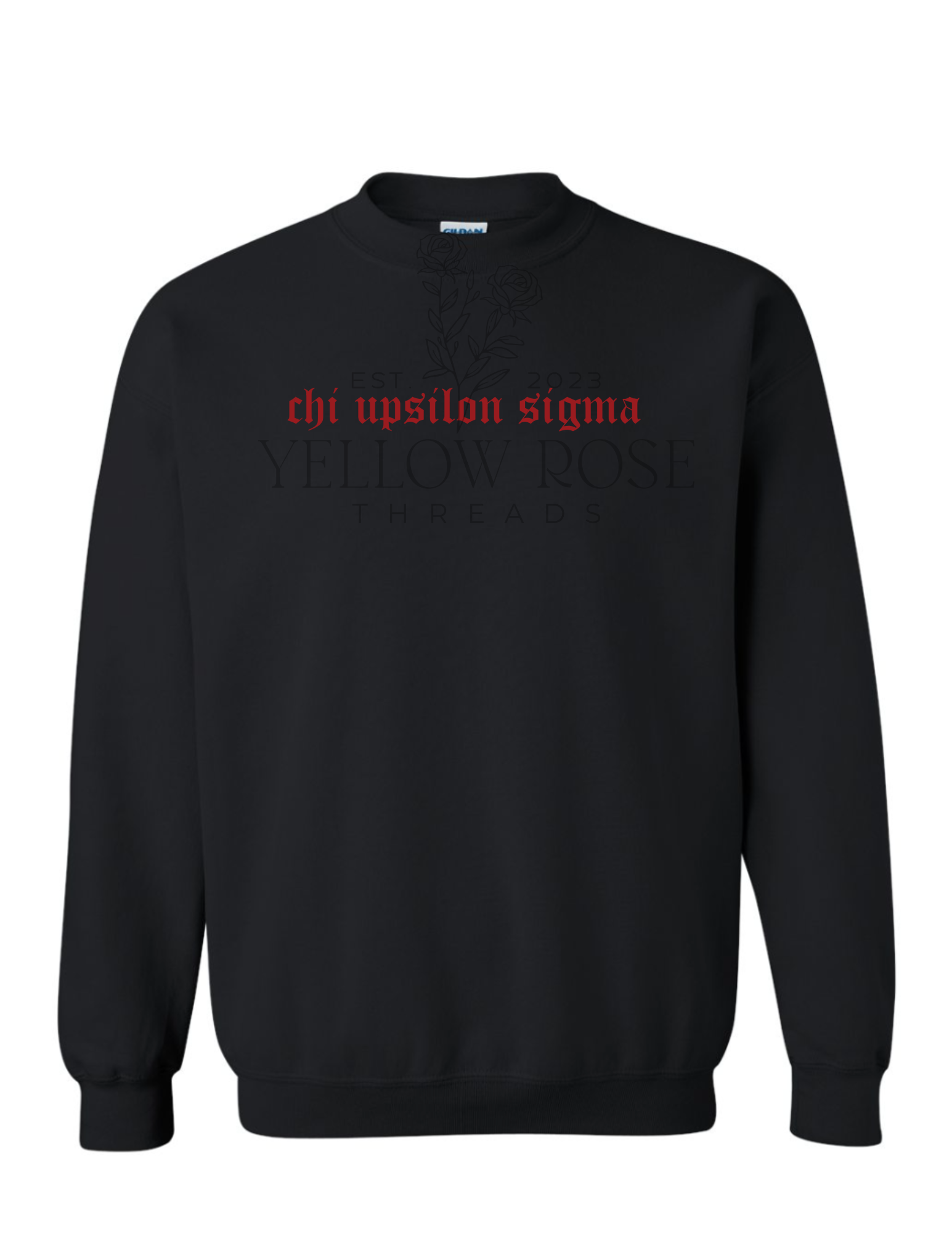 Chi Upsilon Sigma Old English Sweatshirt- Black