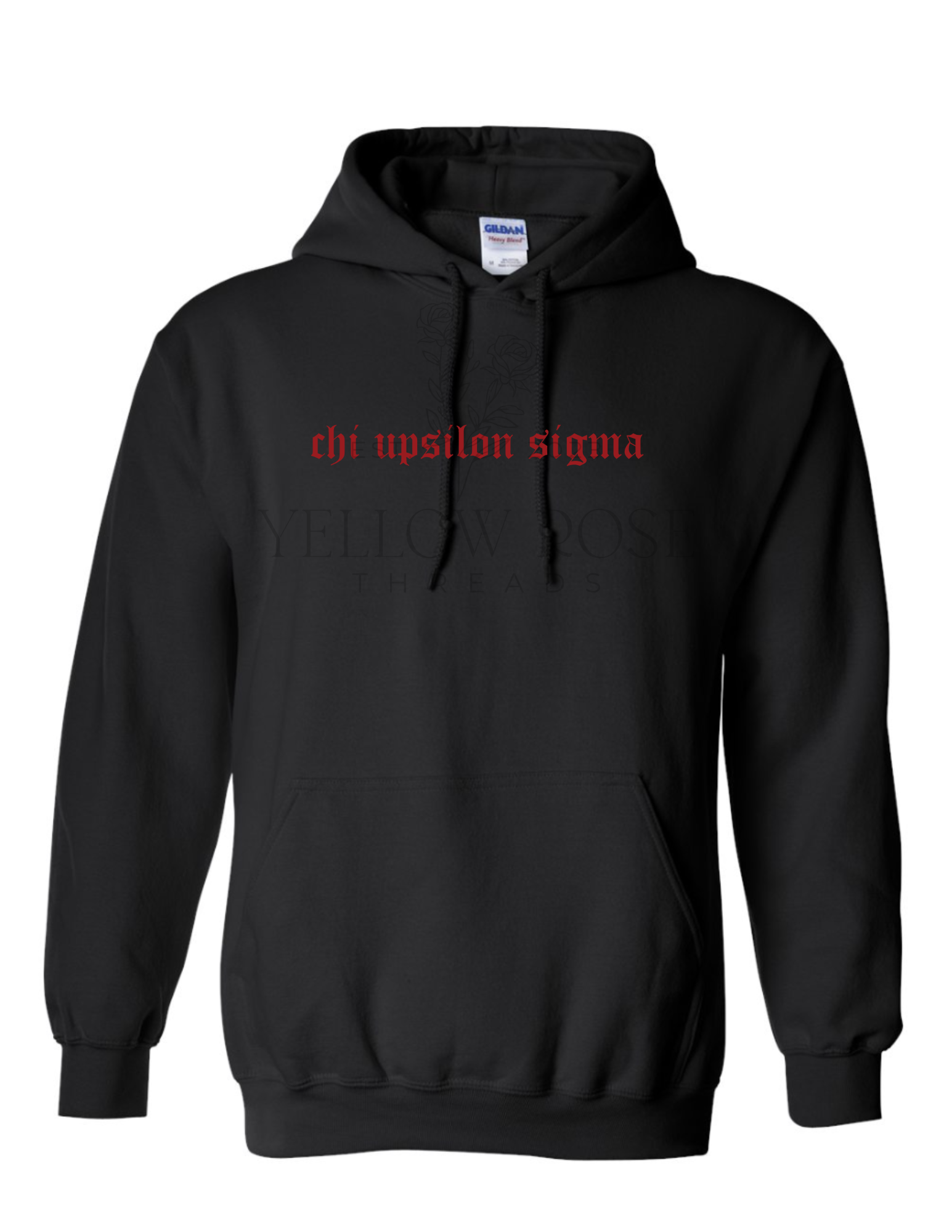 Chi Upsilon Sigma Old English Hoodie- Black