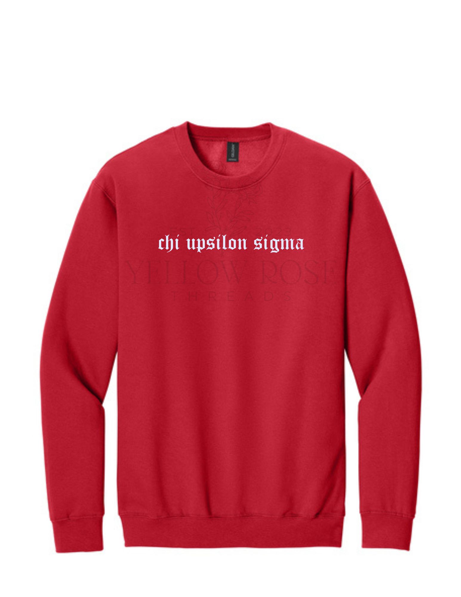 Chi Upsilon Sigma Old English Sweatshirt- Red