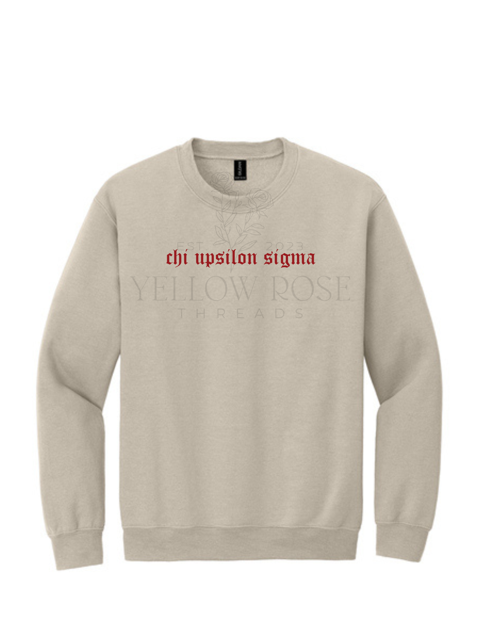 Chi Upsilon Sigma Old English Sweatshirt- Sand