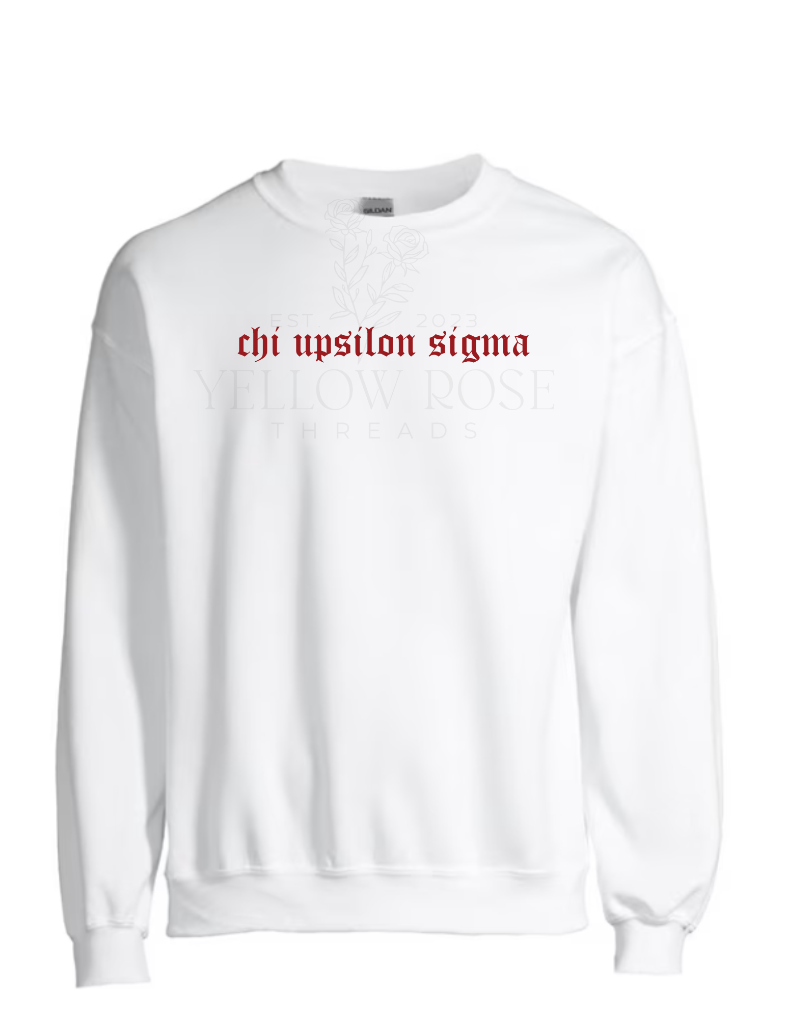 Chi Upsilon Sigma Old English Sweatshirt- White