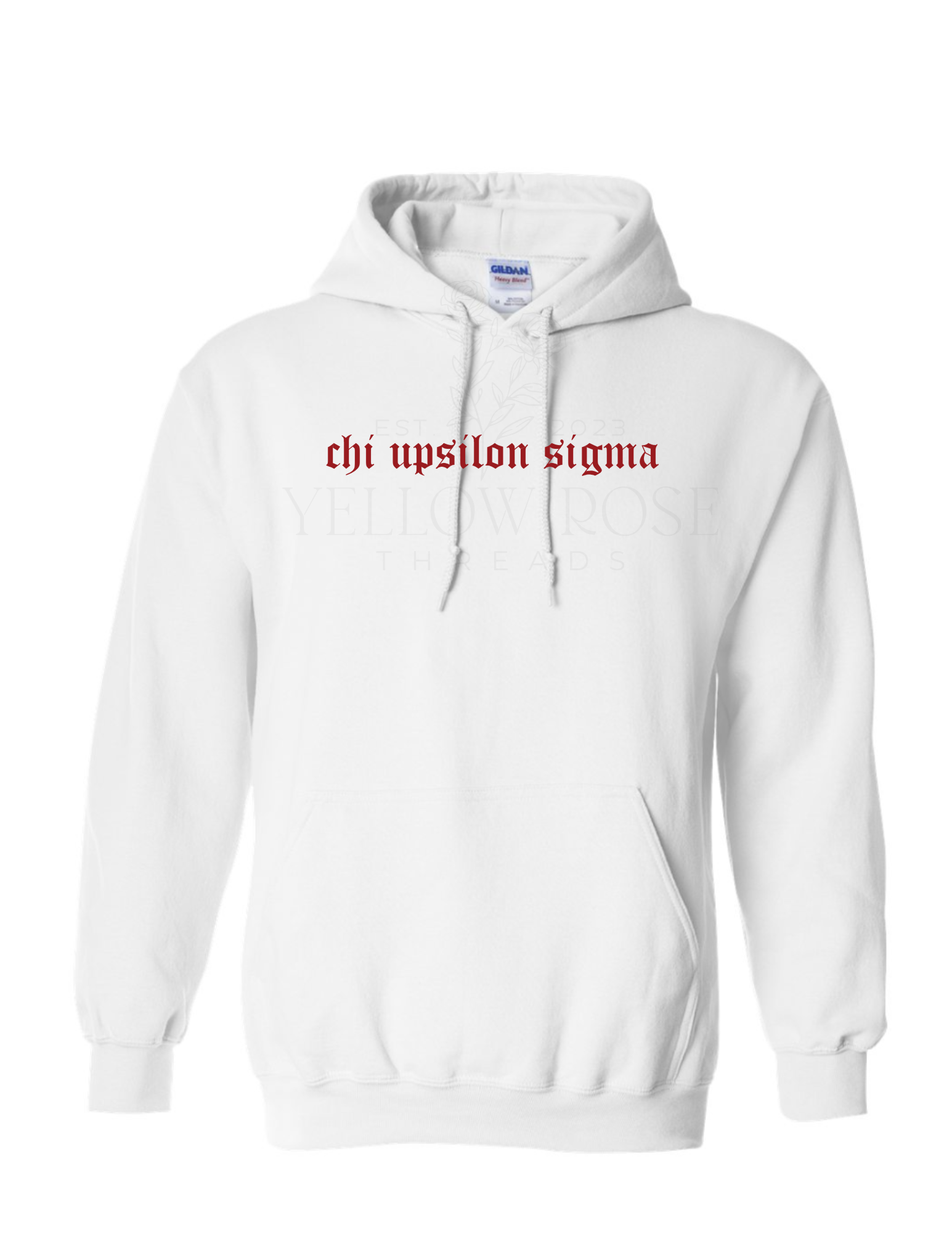 Chi Upsilon Sigma Old English Hoodie- White