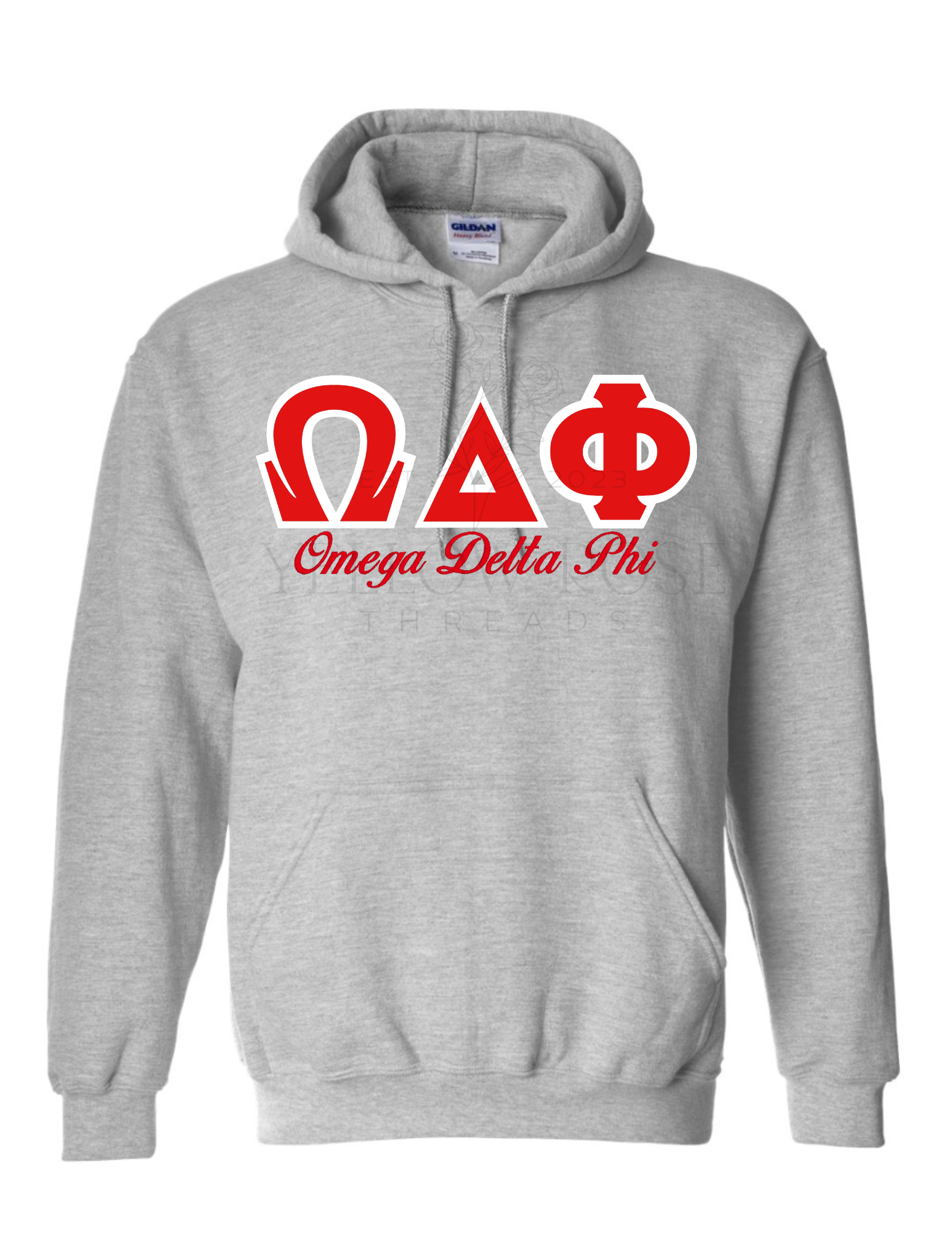 Omega Delta Phi Letters- Gray Hoodie w/Org Name