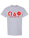 Omega Delta Phi Letters- Gray T-Shirt w/Org Name