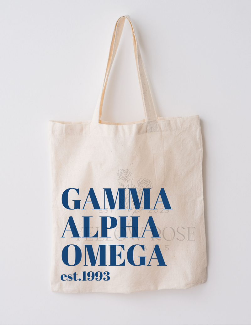 Gamma Alpha Omega Large Org Name Tote Bag