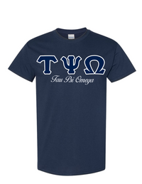 Tau Psi Omega Letters- Navy T-Shirt w/Org Name