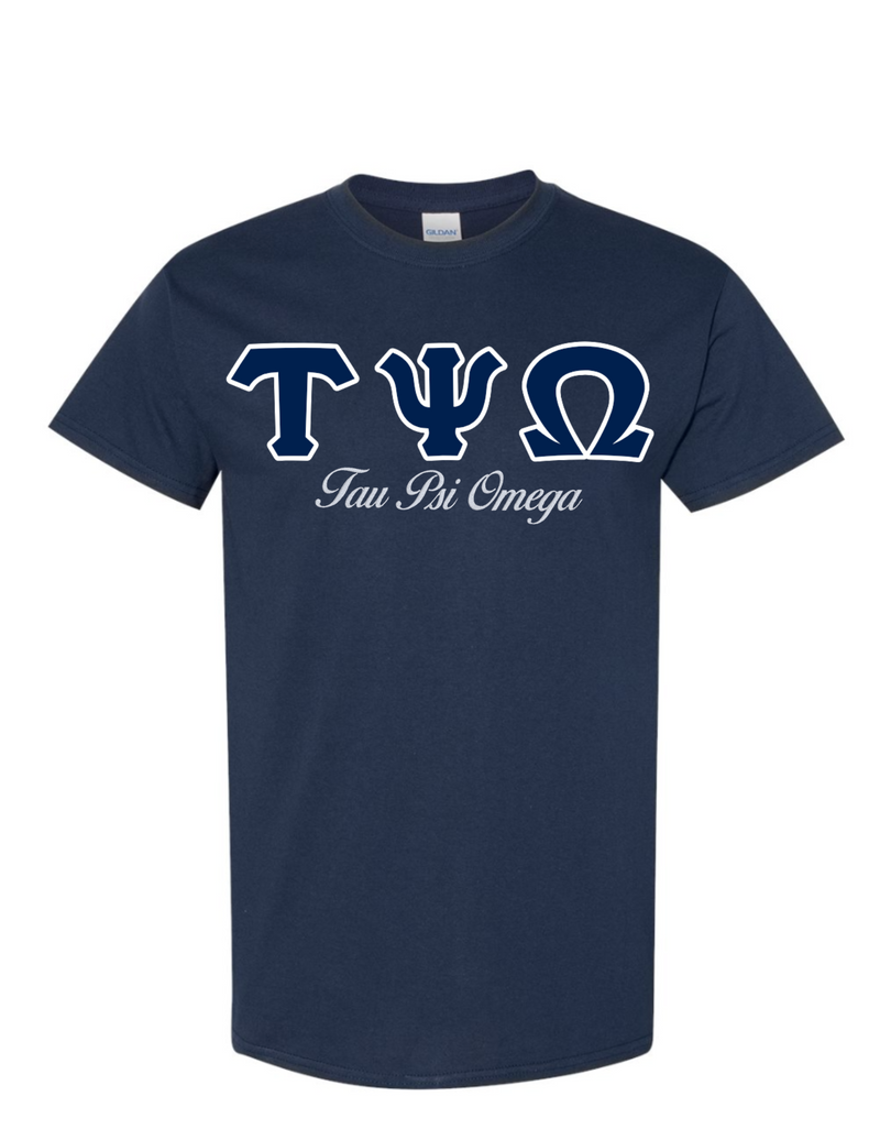 Tau Psi Omega Letters- Navy T-Shirt w/Org Name