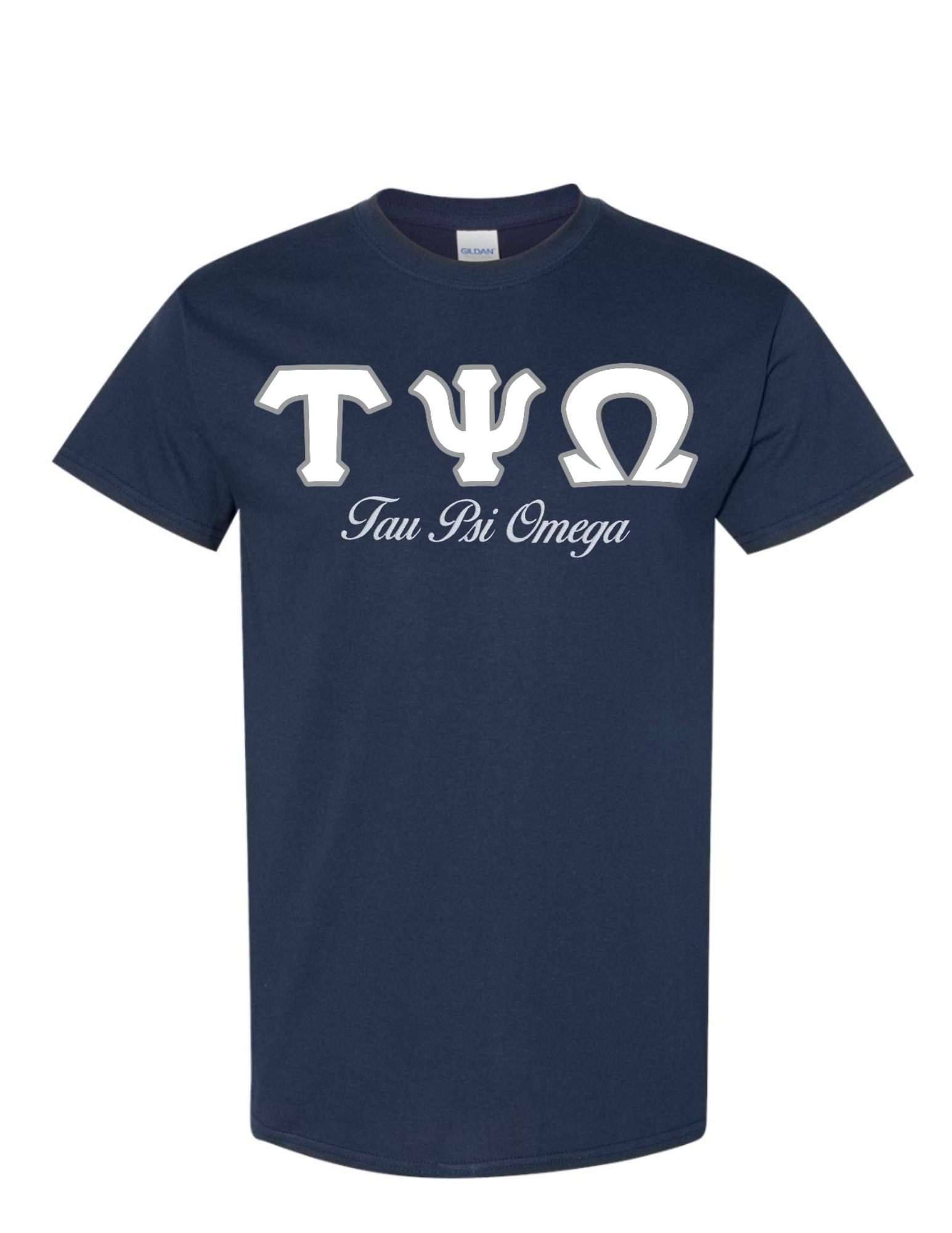 Tau Psi Omega Letters- Navy T-Shirt w/Org Name