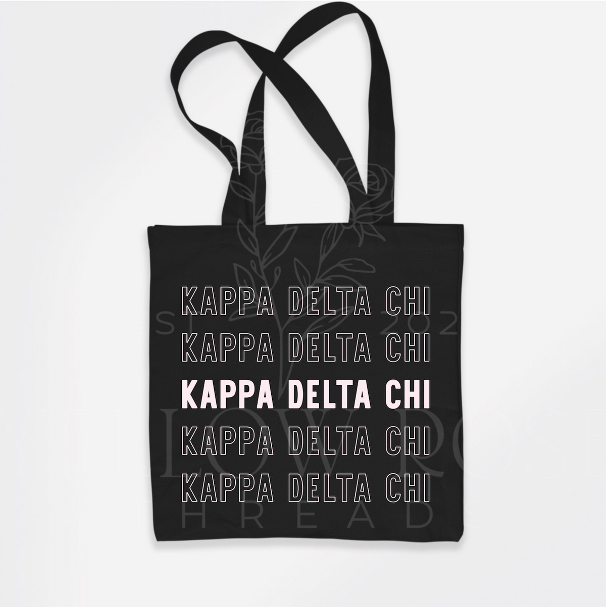 KDChi Black Off White Design Tote Bag