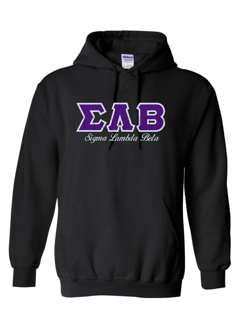 SLB Letters- Black Hoodie w/Org Name – Yellow Rose Threads