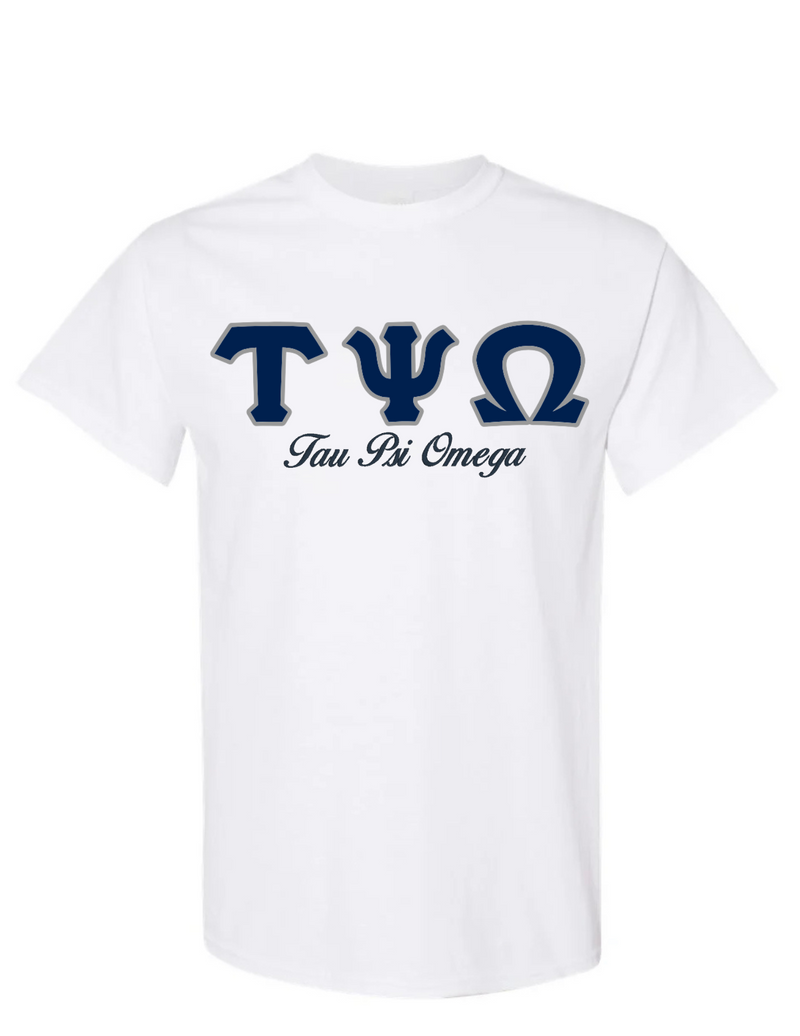 Tau Psi Omega Letters- White T-Shirt w/Org Name