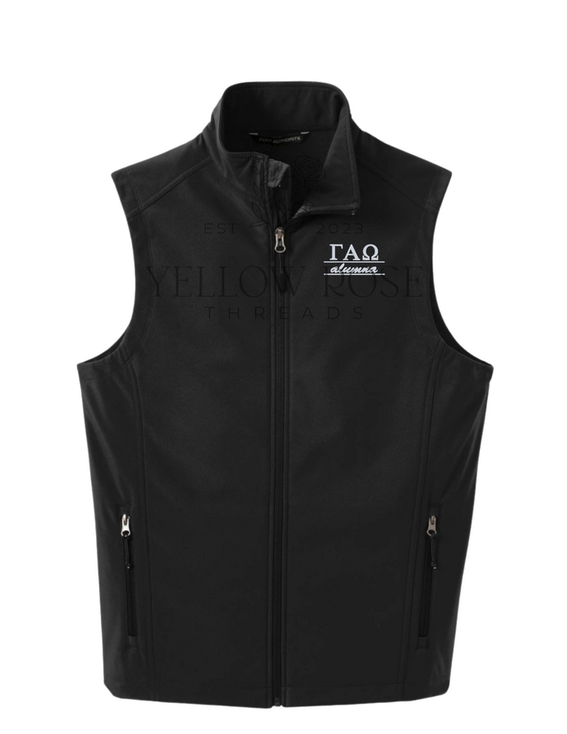 Gamma Alpha Omega Soft Shell Vest-Letters w/Alumna