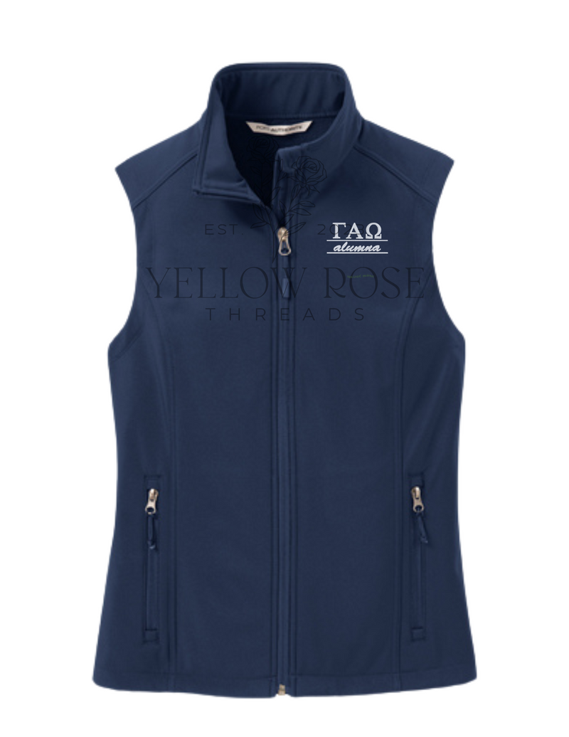 Gamma Alpha Omega Soft Shell Vest-Letters w/Alumna