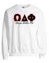 Omega Delta Phi Letters- White Sweatshirt w/Org Name