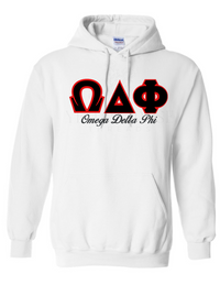 Omega Delta Phi Letters- White Hoodie w/Org Name