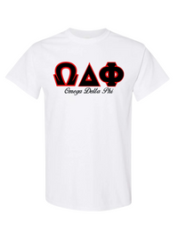 Omega Delta Phi Letters- White T-Shirt w/Org Name